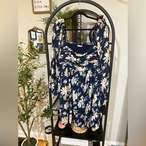 Abercrombie & Fitch Navy Floral Long Sleeve Dress size xxl